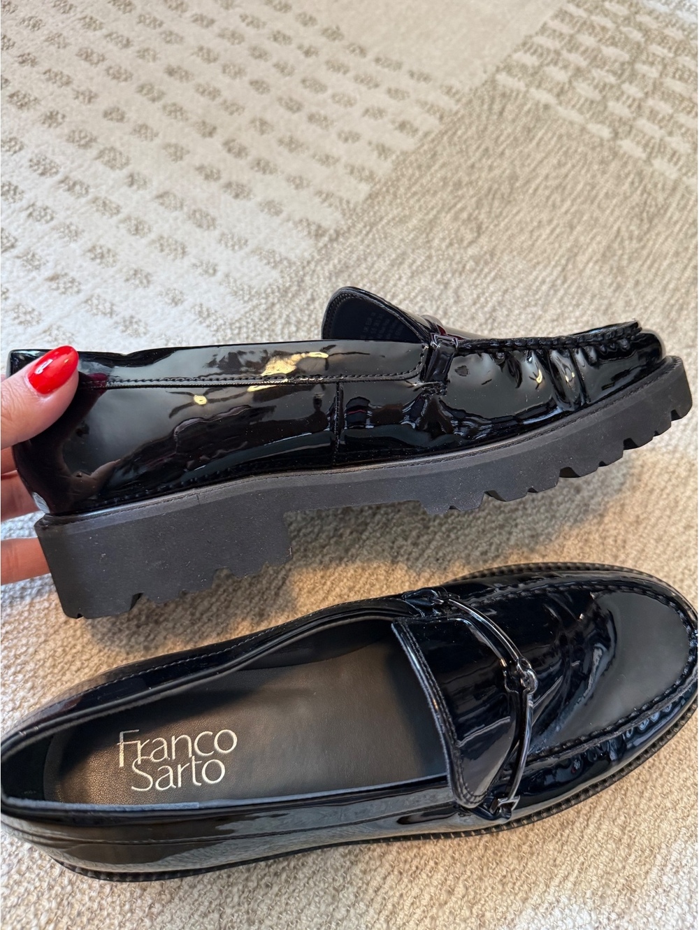 Franco Sarto Women's Black Patent Leather Loafers Size 8W - Picture 10 of 10